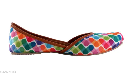 Handmade soft Punjabi jutis for women - textile colorblocked slip-ons, Indian origin