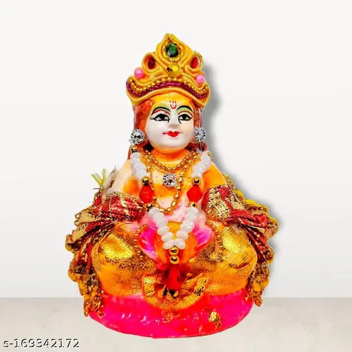 Ceramic Kuber ji Murti, divine Hindu god idol for home temple decor, dimensions: 2x2x3 inches, from India