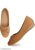 Brown synthetic slip-on ballet flats for women by ZARA&ENTERPRICES