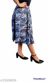 Designer glamorous women's western crepe skirt with printed net pattern, available in sizes 26-38 inches