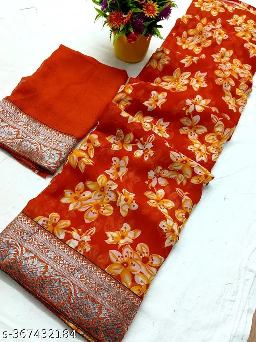 Trendy new Georgette Leheriya saree, Vichitra silk with zari woven blouse, Indian traditional attire for women