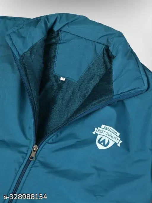 Blue and black IAC kids jacket with zip closure and hoodie design