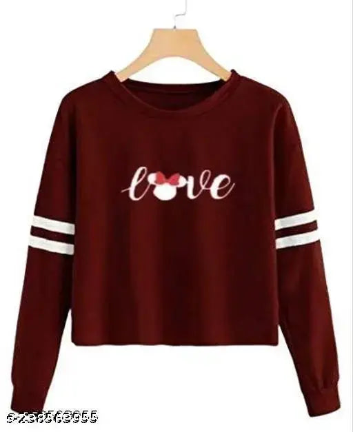 Pink 100 cotton full sleeve LOVE-printed ELEVAJET t-shirt for women & girls (S)