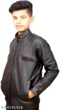 Black leather boys winter jacket with waterproof feature