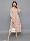 Printed long kameez with flared sleeves