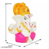 Multicolor eco-friendly polyresin Lord Ganesha statuette for home decoration, 7cm x 7cm x 5cm, richly detailed and beautifully painted with intricate carvings
