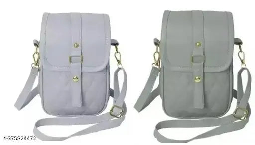 Gray faux leather crossbody cell phone bag