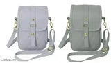 Gray faux leather crossbody cell phone bag