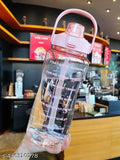Large, leakproof plastic water bottle (2000ml), motivational design with silicone straw, suitable for gym, running, camping, outdoor sports. Multicolor, BPA-free, perfect for tracking daily water intake