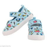 Levot Enasky blue velcro ballerinas for girls: canvas sole, PVC printed design, perfect comfort and style for kids aged 12-15 months