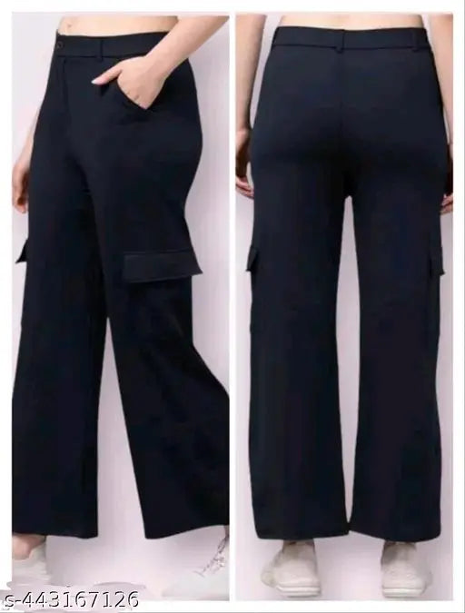 Cotton blend solid net trousers, retro style for women - XS, S, M, L from India