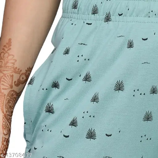 Trendy printed pyjamas for female in aqua with flamingo pattern