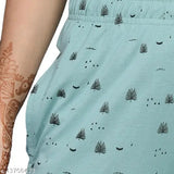 Trendy printed pyjamas for female in aqua with flamingo pattern