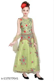 Green and gold embroidery sleeveless long dress with a flower design on the chest area