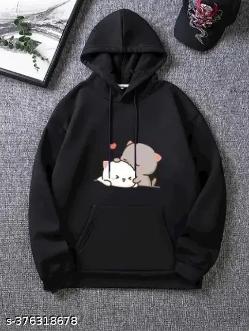 Trendy printed cotton blend kangaroo pocket boys and girls sweatshirt with hoodie, olive color, long sleeves, perfect for casual wear