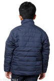 A blue solid bomber jacket for men's winter wear