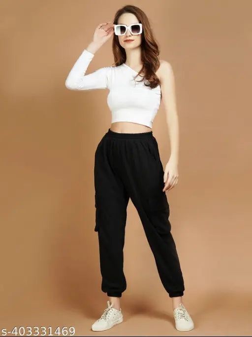 Black women's high waist flared trousers