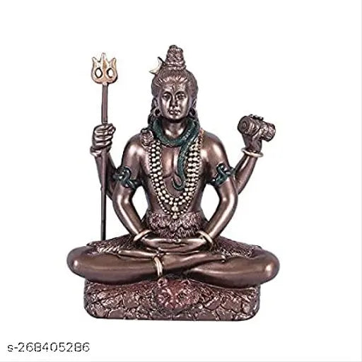 Bronze Lord Pawti Shiv Idol for various spaces: temple, office, living room, guest room, showpiece, desk organizer. Resin material, 1.5" x 8" x 1.5", handcrafted in India