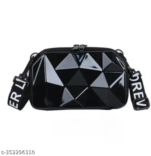 Mini black crossbody sling bag with attractive cut designs, perfect for everyday use and casual style