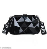 Mini black crossbody sling bag with attractive cut designs, perfect for everyday use and casual style