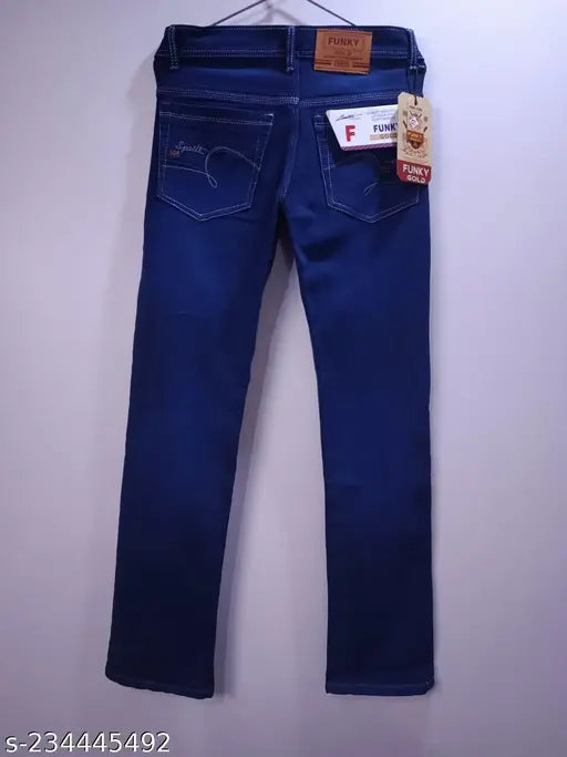 Denim dark blue straight men's jeans - breathable, comfortable, stylish, perfect for summers