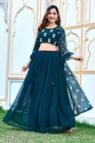 Fancy embroidery work Georgette set: top, bottom, jacket - Indian-made, three-quarter sleeves, S-XXL