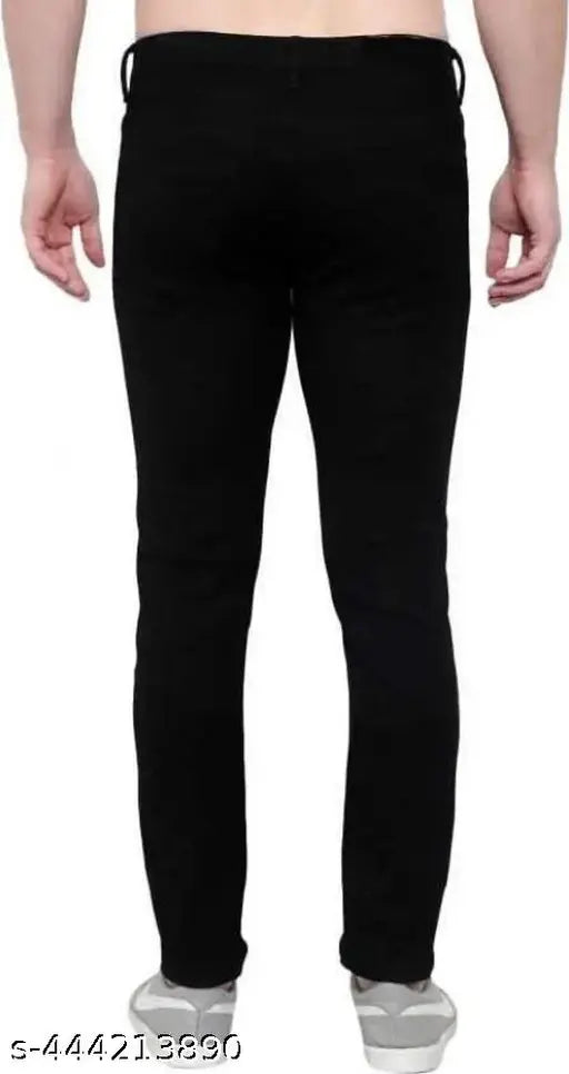 Black Lycra jeans - high-quality, stylish, and sleek fit for various outfits. Comfortable elastane fabric in slim or skinny styles. Available sizes: 28, 30, 32 (India)