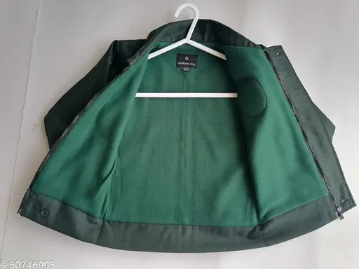 Modern green and black boys jacket coat, zip closure