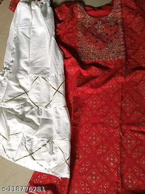 Jaipuri embroidered kurti, red