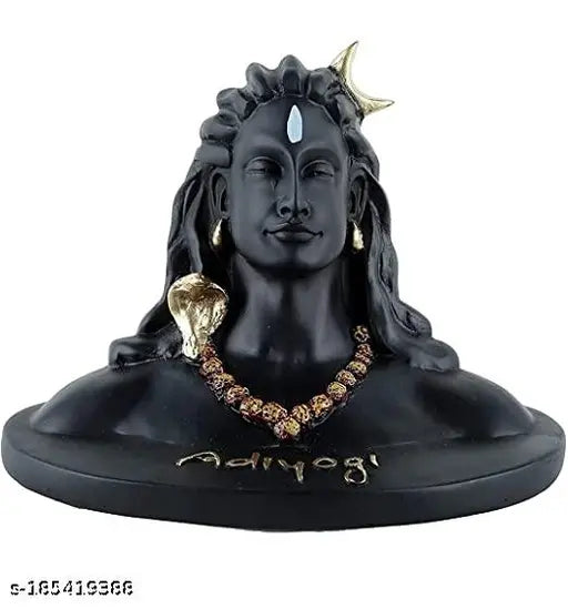 Adiyogi Shiva Black Resin Statue (14cm), decorative showpiece for home or car dashboard