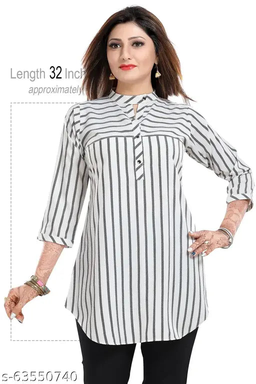 Crepe printed short tunic for women and girls, Indian origin