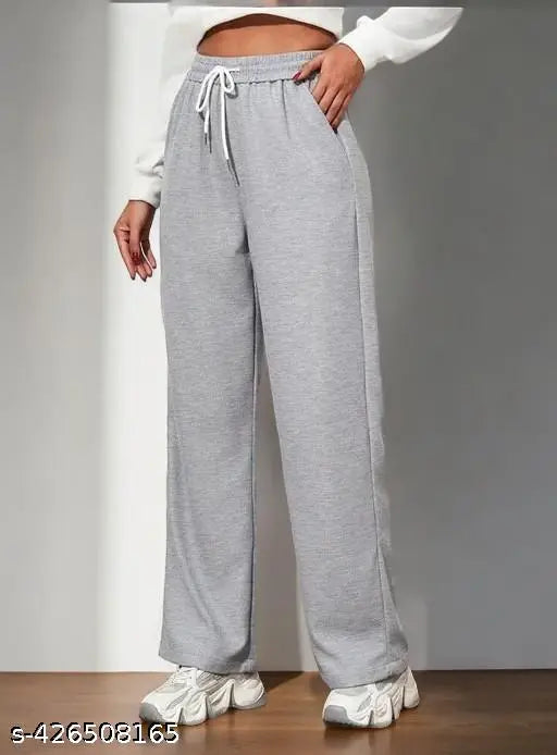 Flared gray joggers with drawstring waist