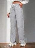 Flared gray joggers with drawstring waist