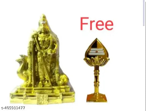 Poly resin Murugar statue with peacock, 7cm tall, divine Indian God Idol