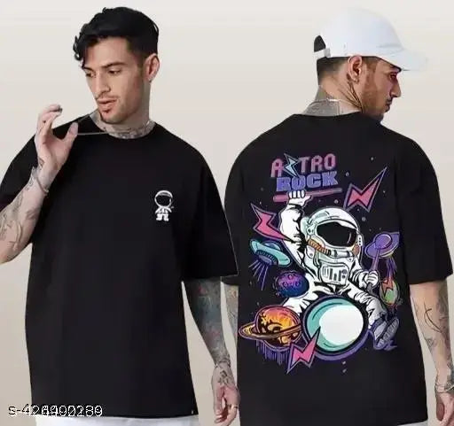 Oversized cotton blend men's t-shirt, printed with panda design, made in India