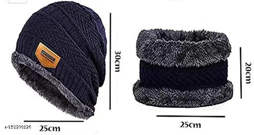 Black woolen beanie set with winter woolen gloves and touch screen sunglasses - best collection for men and women (India)