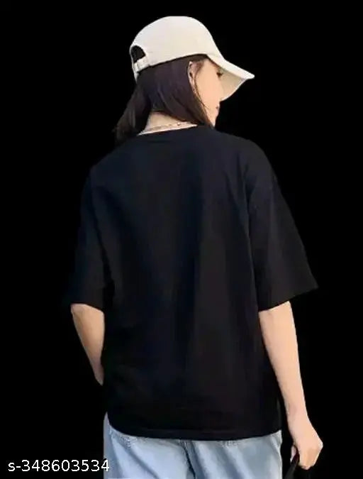 Black, cotton, oversized t-shirt with printed design
