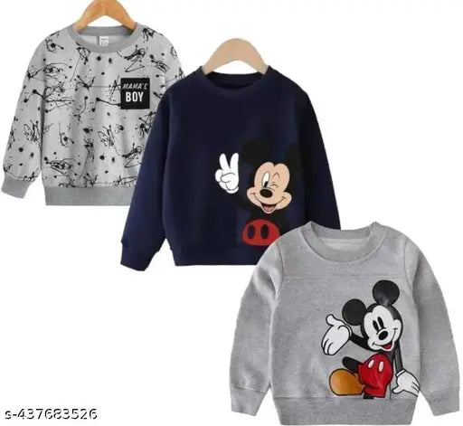 Cotton sweatshirt hoodie pack of 3 with Mickey Mouse print for kids, vibrant and comfortable Disney clothing Main image