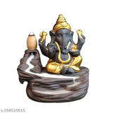 Poly resin Ganesha incense holder combo with 30 cones. Traditional Indian God Idol for festivals or home decor