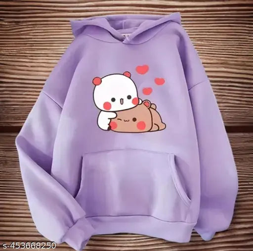 Wool winter hoddie for kids (9-16 years), printed net pattern, soft cotton top & bottom set