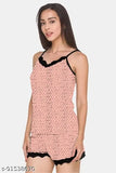 Cotton tank top with printed shorts set for ladies, sleeveless, 100% cotton knitted garment