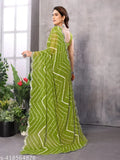Womens trendy Georgette saree with leheriya print, perfect for mehandi events