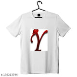 Y Red Colour Alphabet Printing T-Shirt, trendy men's polyester tee with swag design, single piece in various sizes (XS-XXL), India origin