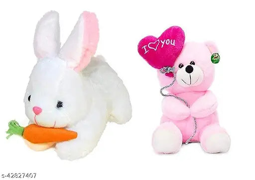 Multicolor, soft fiber net rabbit and balloon teddy toys for kids' birthday gifts - free size, 30cm
