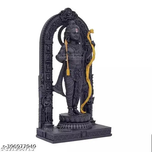 Resin Ram Lalla statue, 7-inch tall, embellished with paint, adds elegance to home/office decor