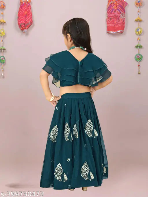 Embroidered Georgette Kids Lehenga Choli, Indian designer outfit for girls aged 2-8 years