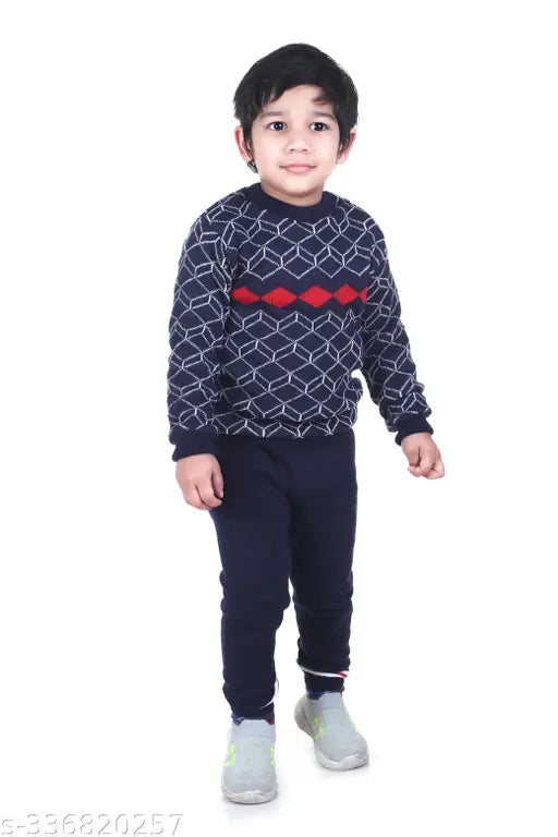 Woolen winter kids' sweaters, Rebiva printed net design, 18-24 months, 2-3 years