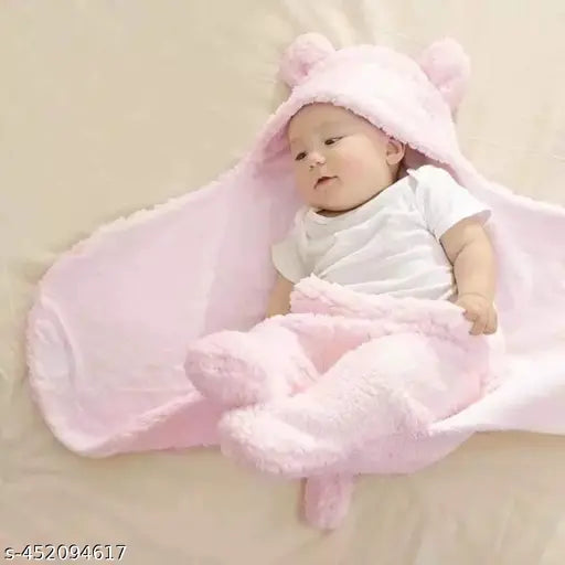 Fleece Nanak sai premium hooded baby blanket, self-design with animal print, ideal for heavy winter use