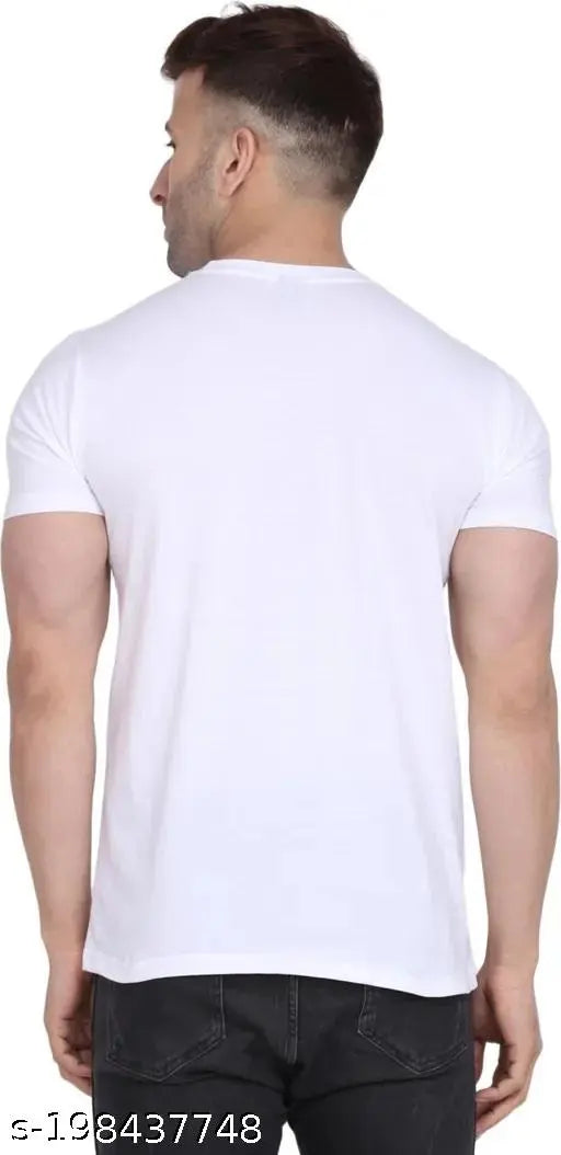 Printed polyester round neck half sleeve men's t-shirt, short sleeves, vibrant design, size M (Chest 38in x Length 24.5in)