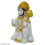 Hanuman hand-painted marble idol for success, intricately detailed, home or office decoration (2x1.5x3 white)